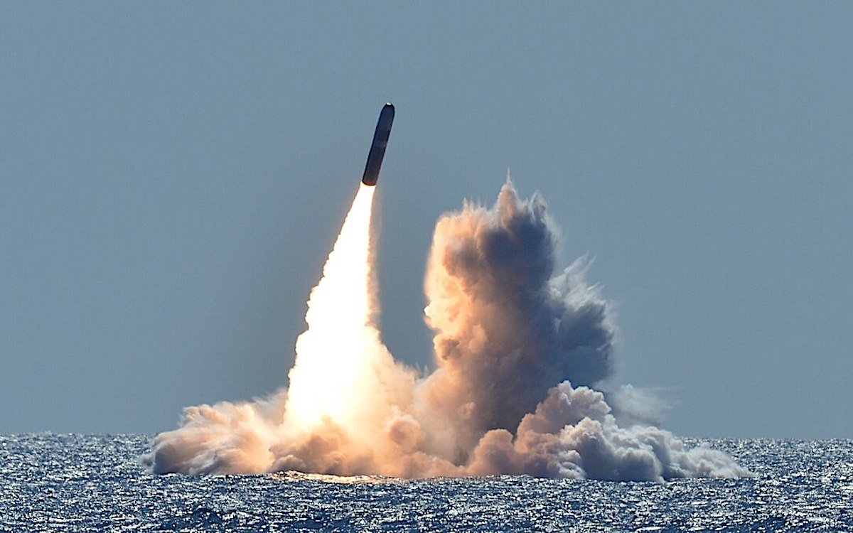 A Trident II missile is launched during a drill. The United States will seek to engage China on nuclear arms control.