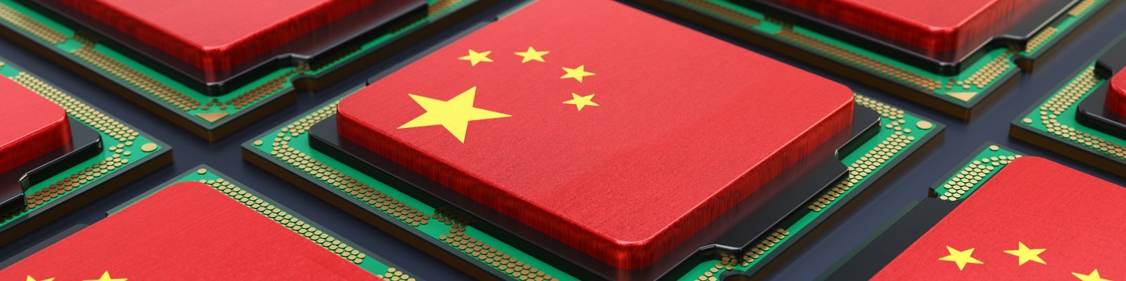 Computer chips with Chinese flag design